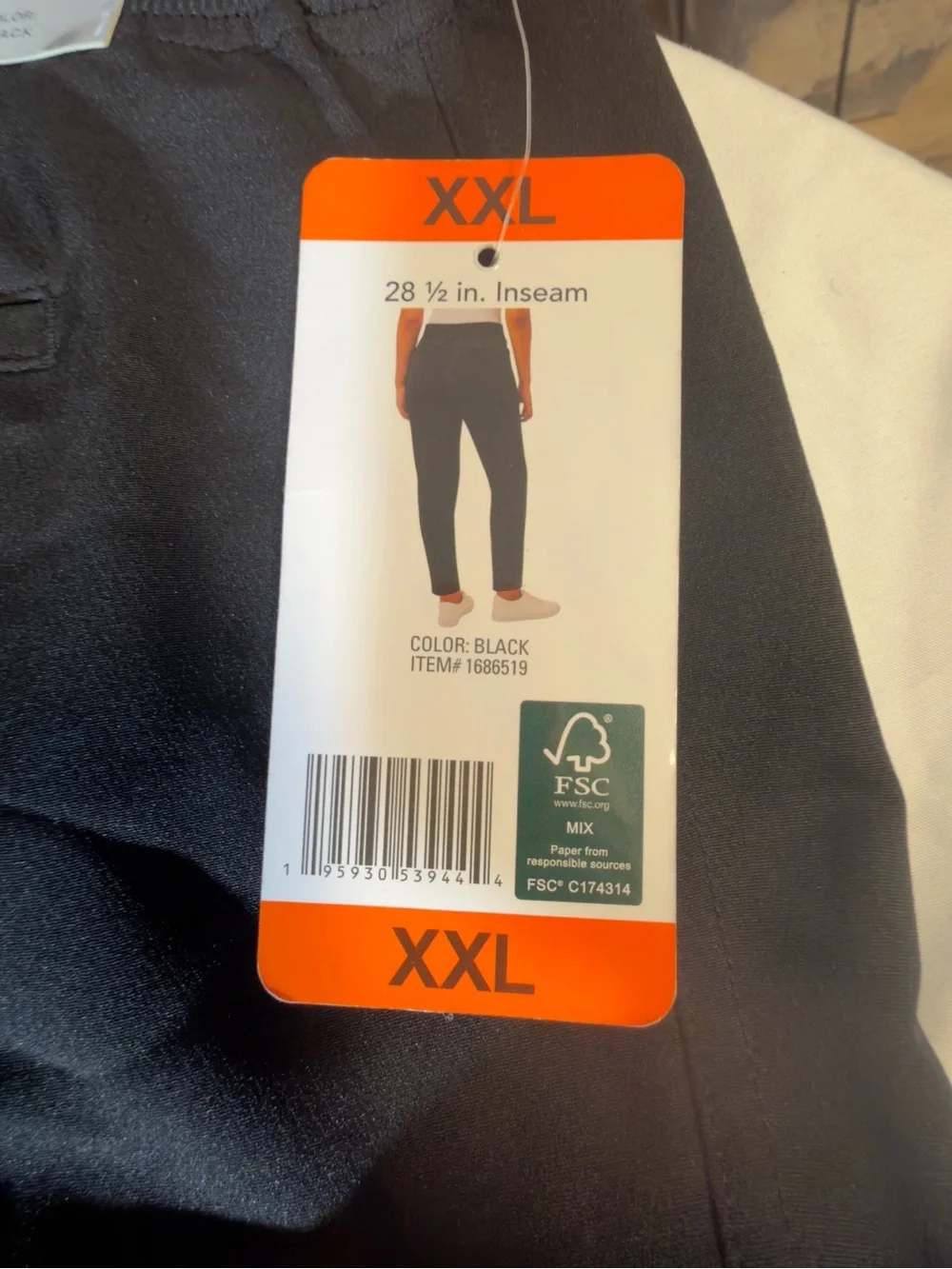 NWT 32 Degrees Cool Black Stretch Pull-On Pants Pockets XXL